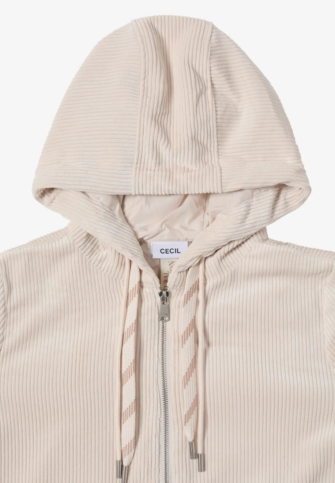 Cecil Cordjacke mit Kapuze - Oat Milk Beige