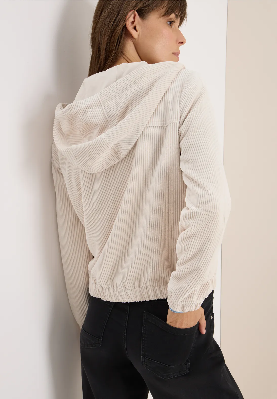 Cecil Cordjacke mit Kapuze - Oat Milk Beige