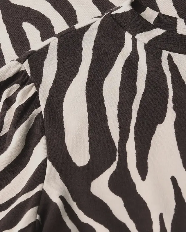 Street One Print T-Shirt mit Raffung - Deep Roast Brown