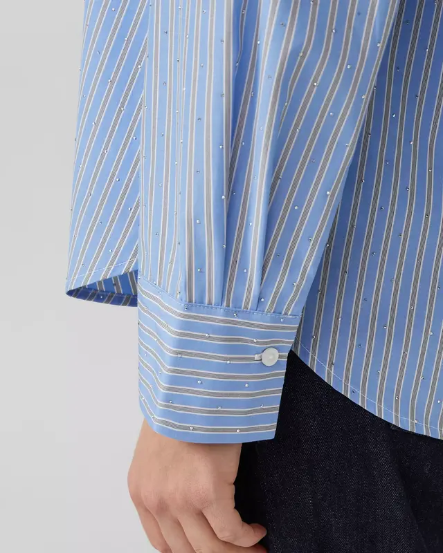 S. Oliver Relaxed Fit Blouse with Gemstones - Blue