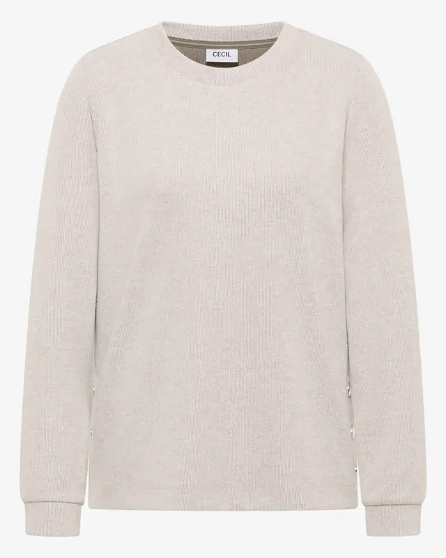 Cecil Gemêleerd Shirt met Knopen - Toffee Cream Melange