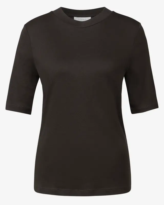 Street One Studio Basic Short Sleeve Shirt - Dark Auburn Brown