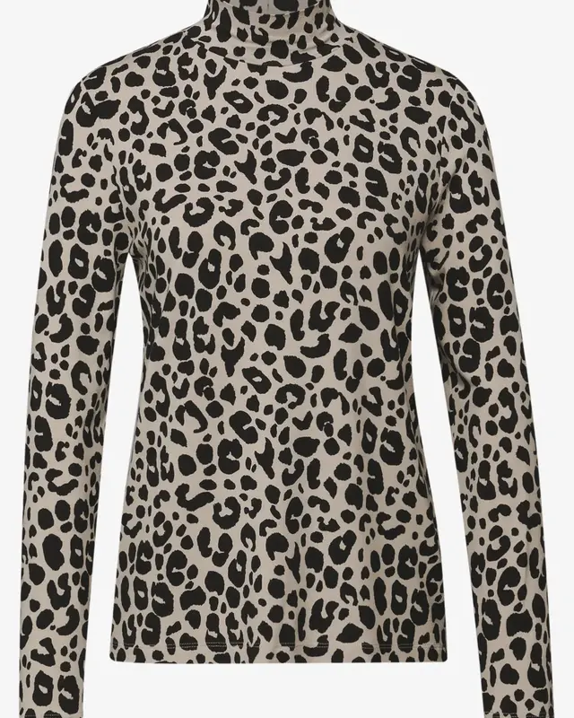 Street One Studio Jersey Shirt mit Leo-Muster - Morn Beige