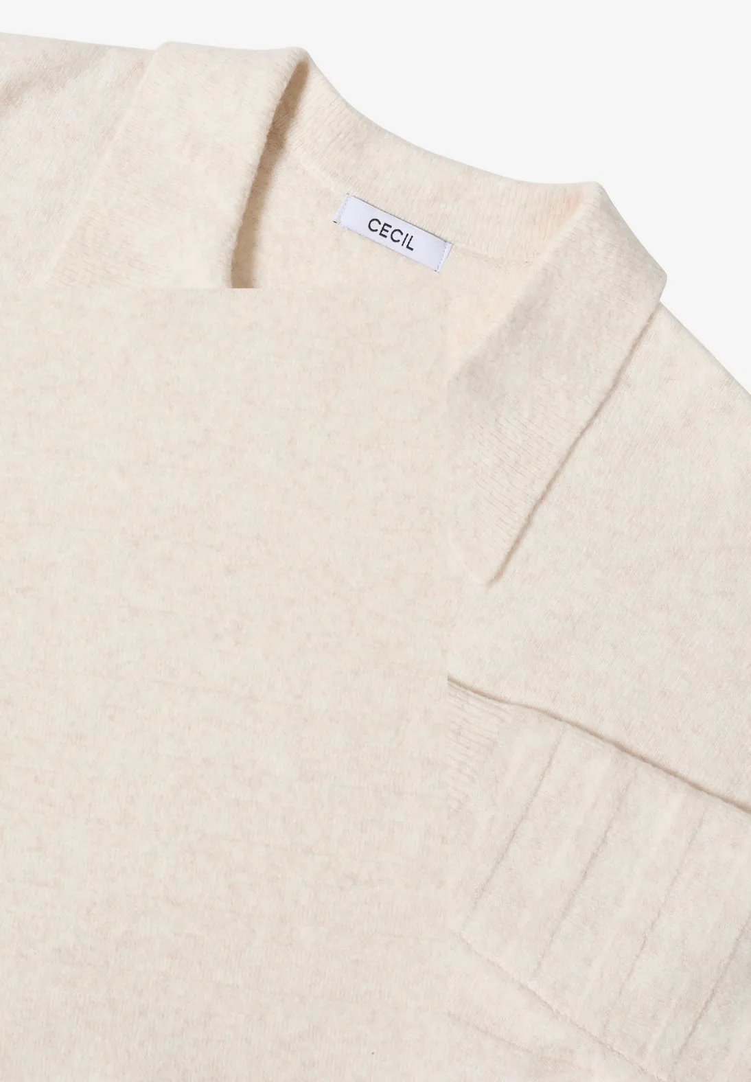 Cecil Softer Strukturpullover - Oat Milk Beige Melange