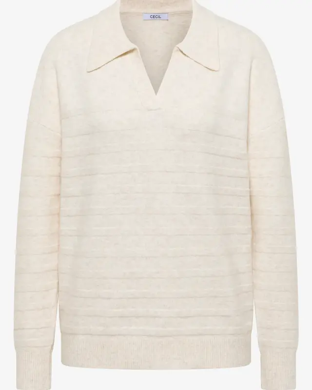 Cecil Trui met Zachte Structuur - Oat Milk Beige Melange