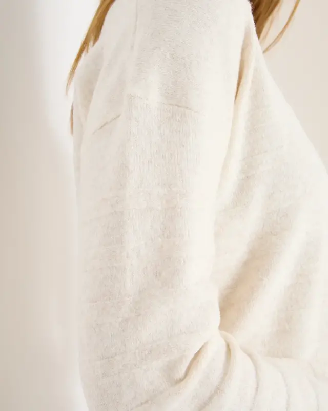 Cecil Trui met Zachte Structuur - Oat Milk Beige Melange