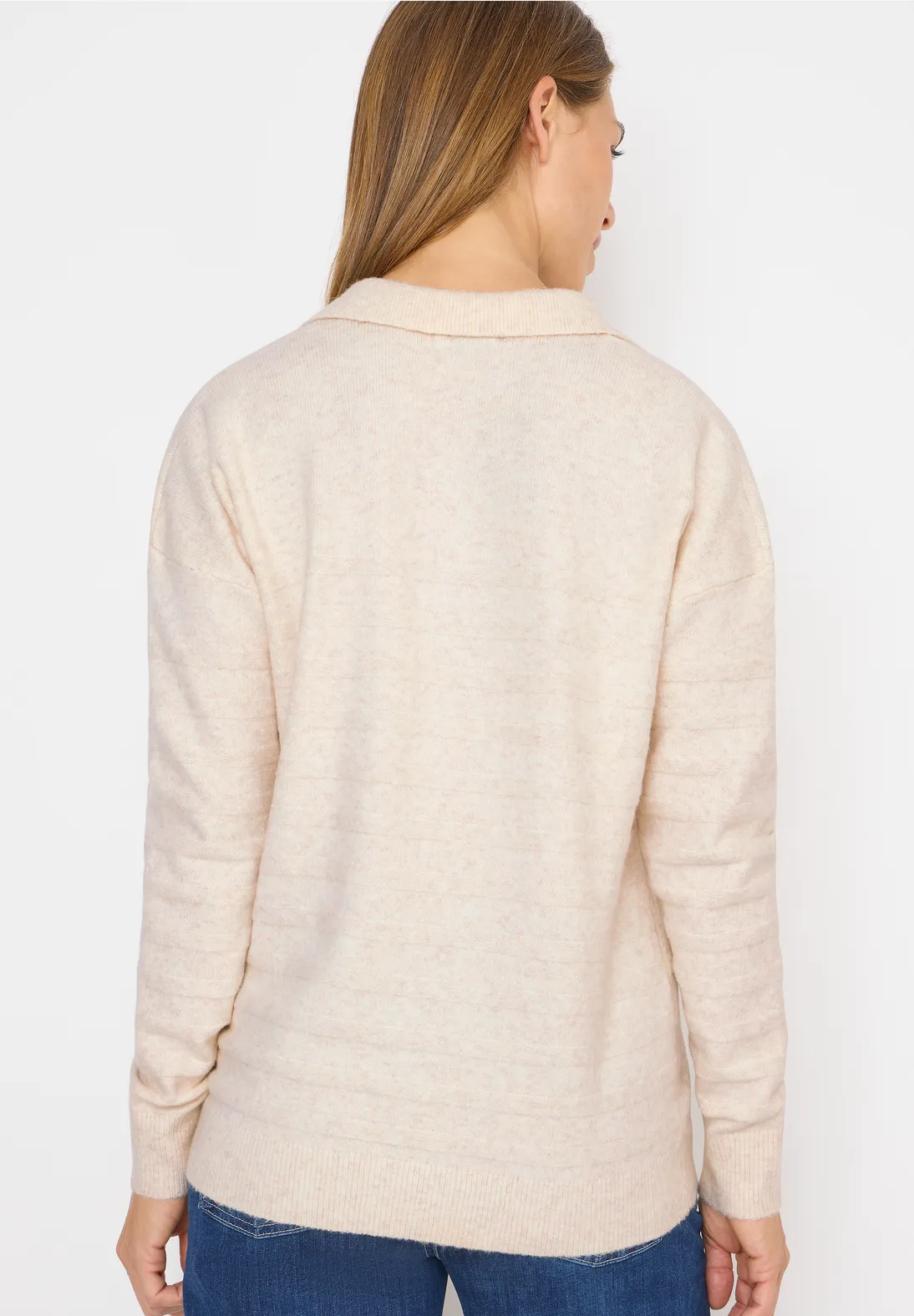 Cecil Softer Strukturpullover - Oat Milk Beige Melange