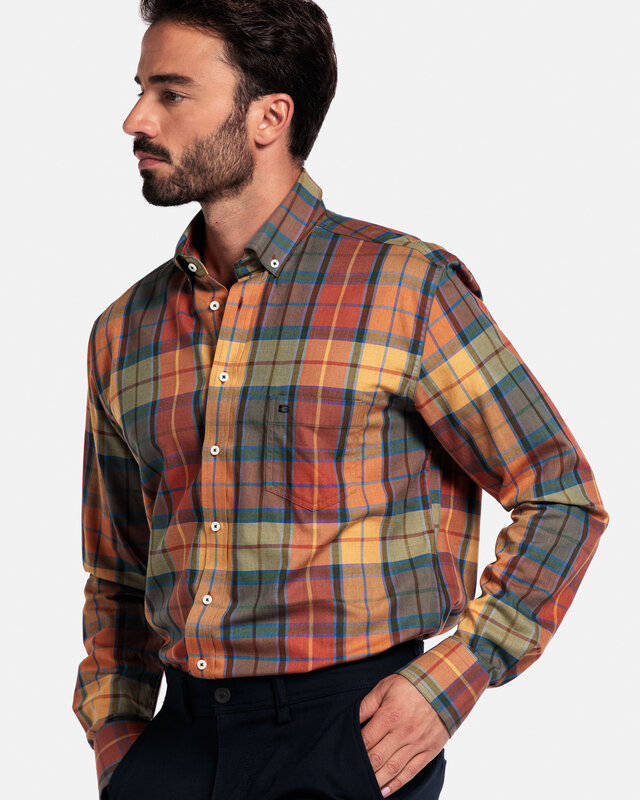 Giordano Ruit Print Overhemd - Orange