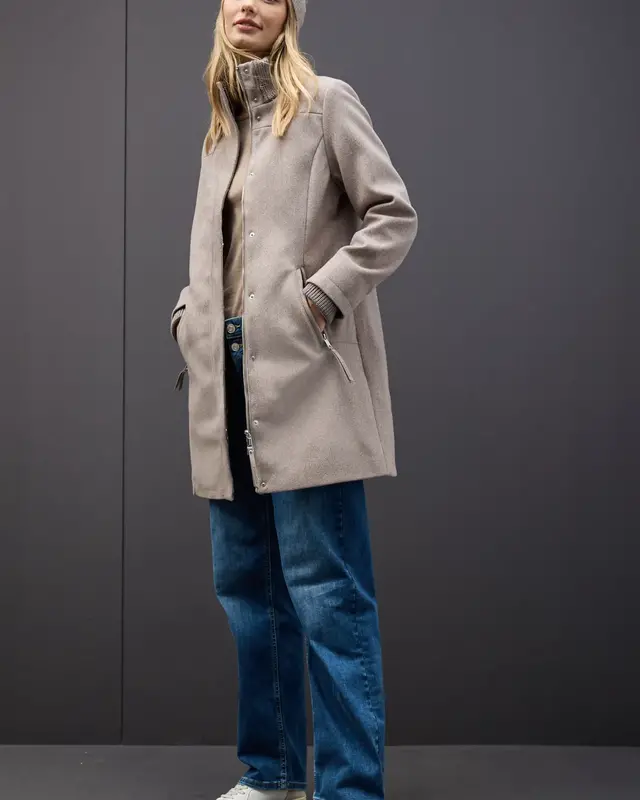 Street One Jas met Gebreide Details - Sandy Mocca Melange