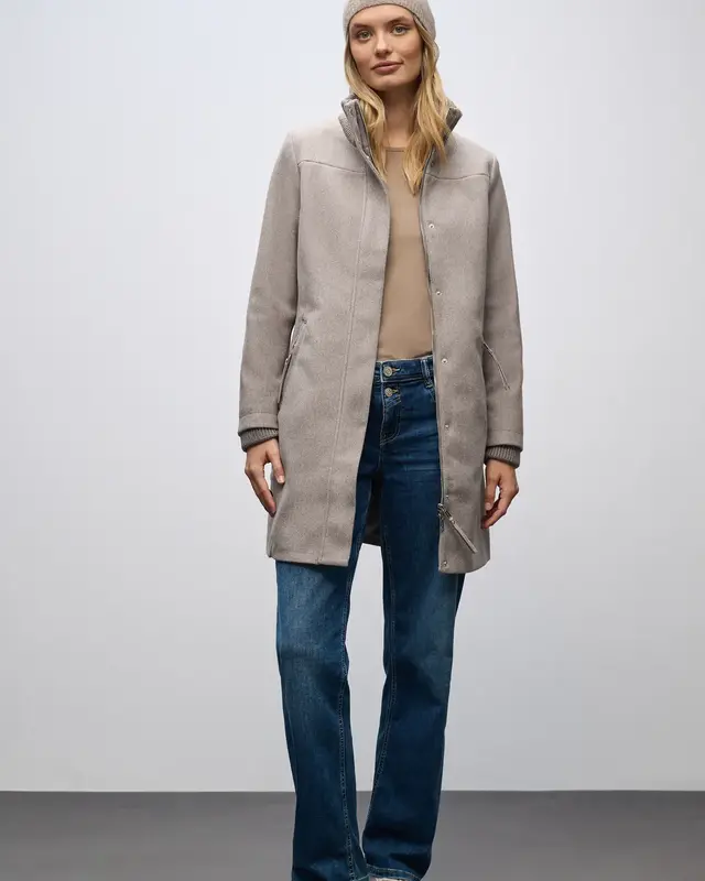 Street One Jas met Gebreide Details - Sandy Mocca Melange