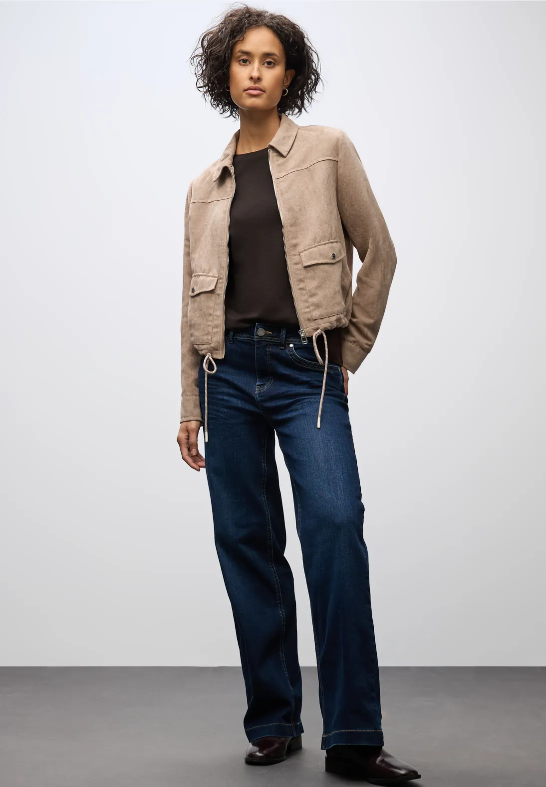 Street One Basic Shirt met Rimpels - Deep Roast Brown