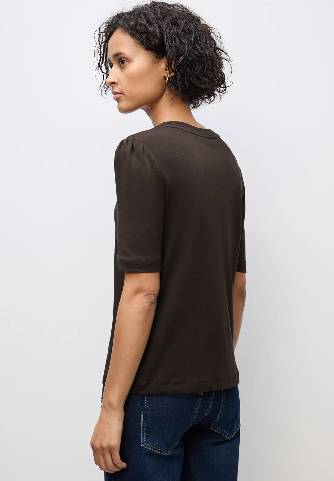 Street One Basic Shirt met Rimpels - Deep Roast Brown
