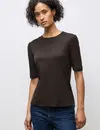 Street One Basic T-Shirt mit Raffung - Deep Roast Brown