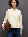 Street One Corduroy Blouse with Drawstring - Soft Beige