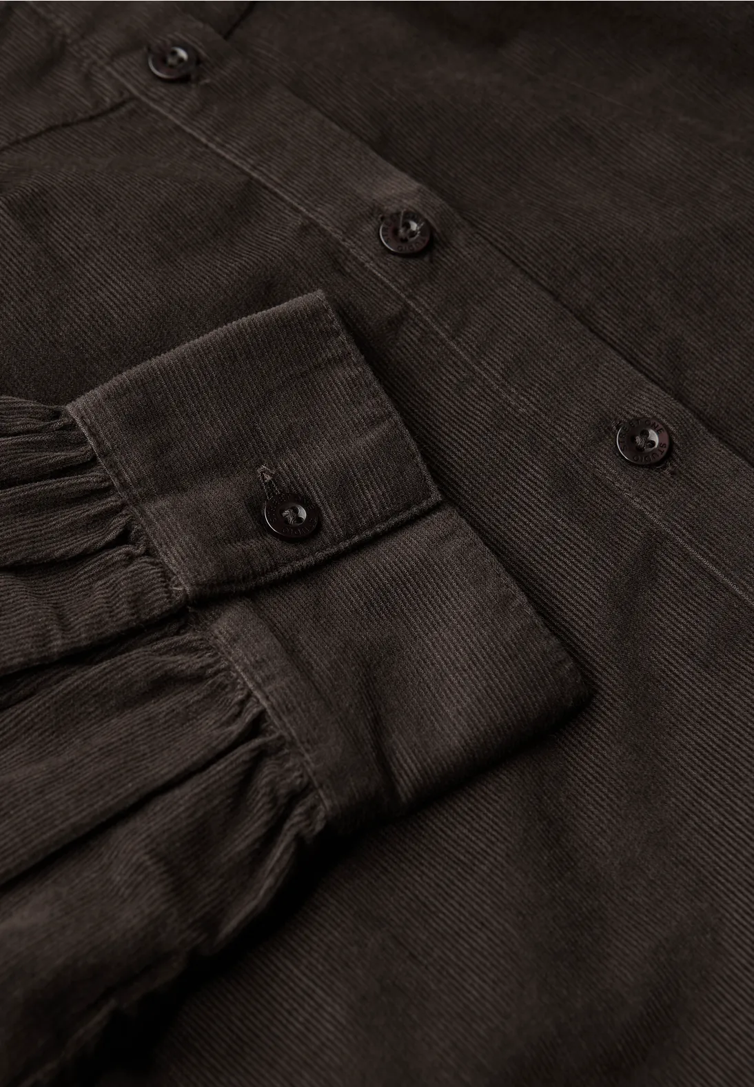 Street One Studio Corduroy Blouse with Ruffles - Dark Auburn Brown