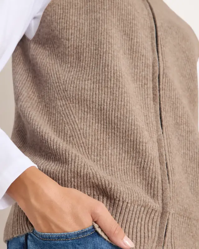 Cecil Weste mit Rippstruktur - Toffee Cream Melange