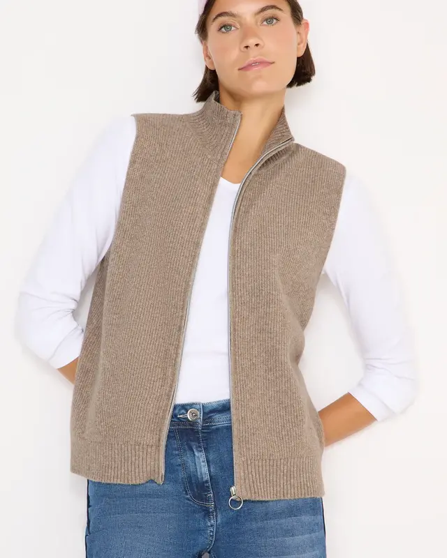 Cecil Weste mit Rippstruktur - Toffee Cream Melange