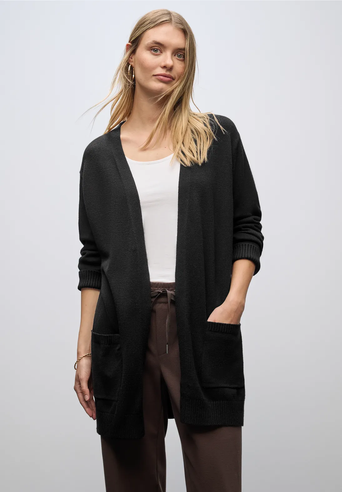 Street One Open Cosy Cardigan - Black | - Cotton Blues
