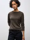 Street One Jumper with Curled Edge - Dark Nomad Brown Melange