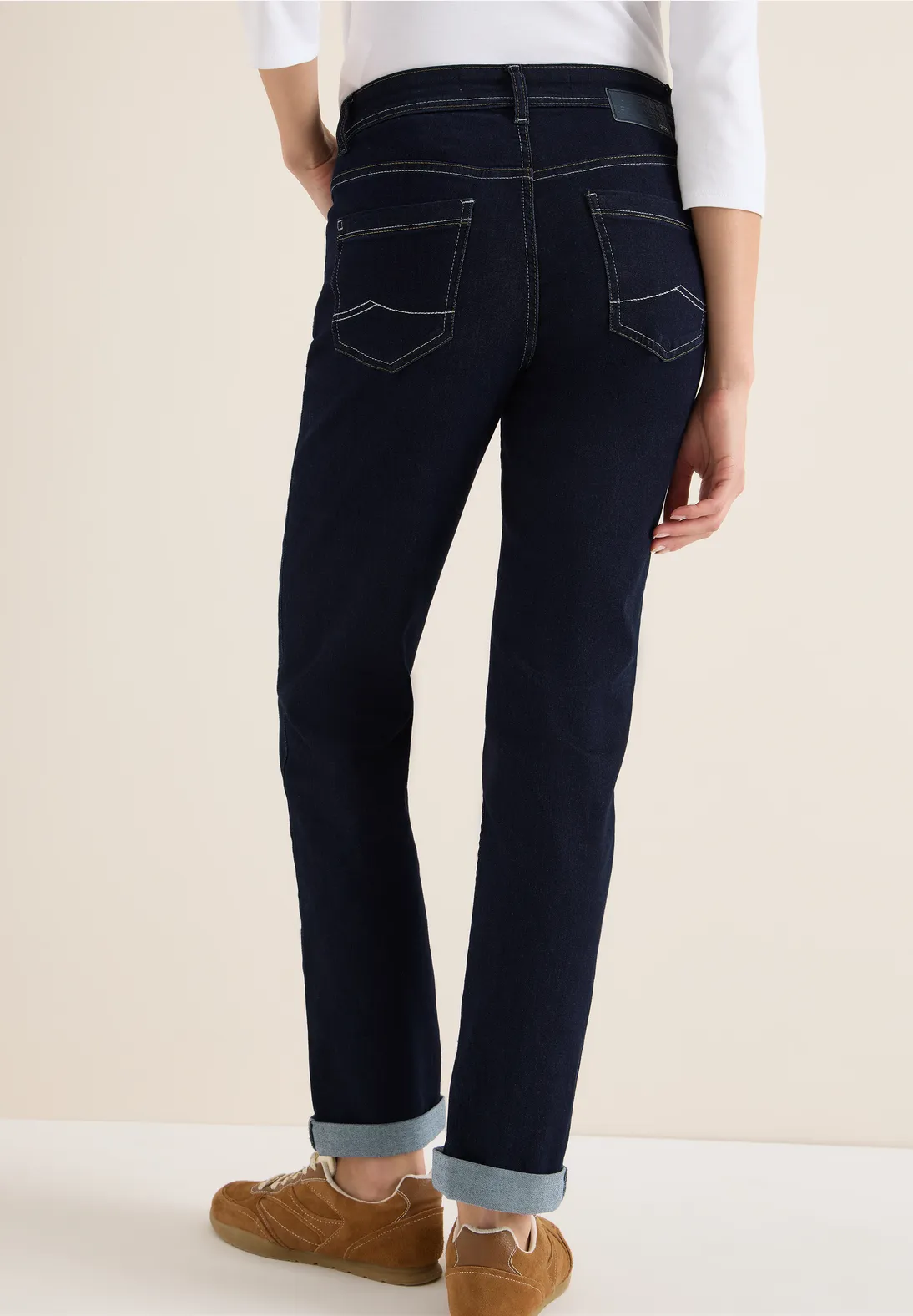 Cecil Jeans Donna Neele A Gamba Dritta - Vita Alta E Vestibilità Larga - Lavaggio Rinsed In Cotone Elastico Per Il Comfort Di Tutti I Giorni