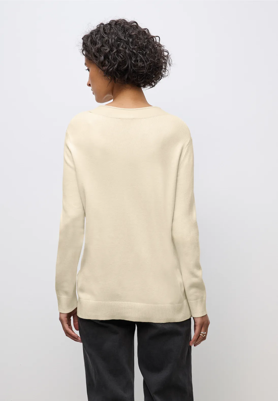 Street One Jumper with Curled Edge - Soft Beige