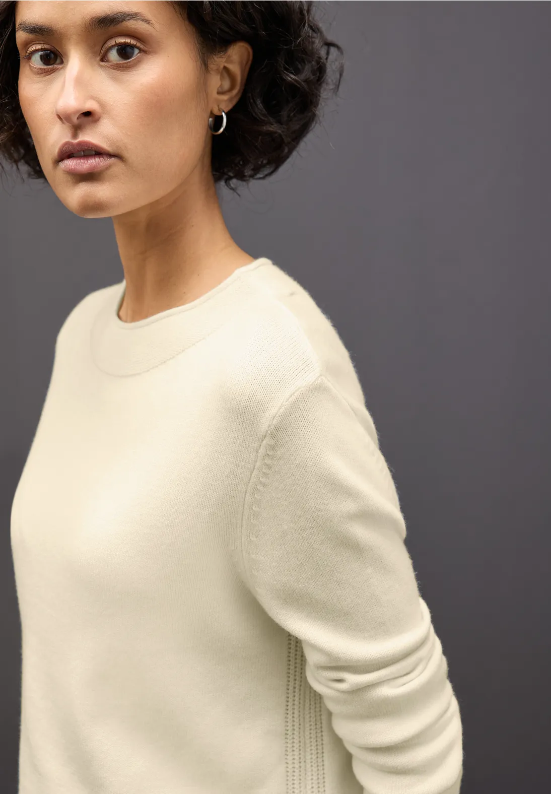 Street One Jumper with Curled Edge - Soft Beige