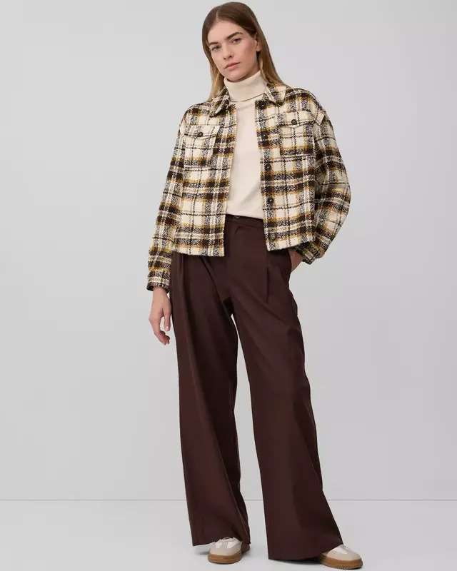 S. Oliver Checkered Bouclé Jacket - Beige