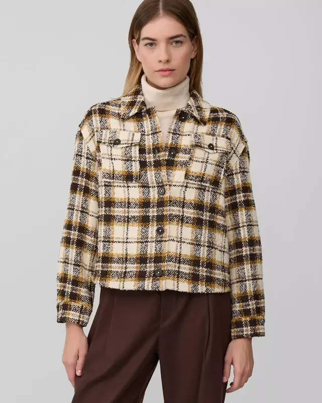 S. Oliver Checkered Bouclé Jacket - Beige