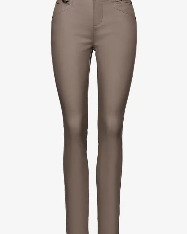 Street One Slim Fit Coated Pants - Silk Brown