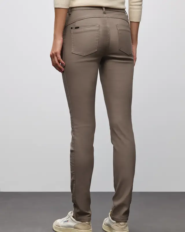 Street One Slim Fit Coated Pants - Silk Brown