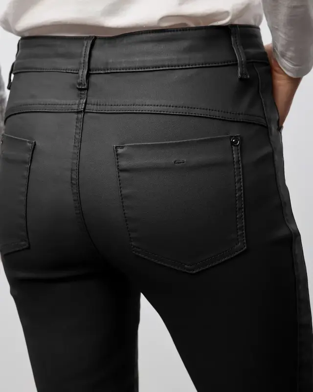 Street One Slim Fit Coated Pants - Black