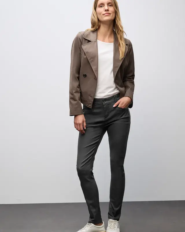 Street One Slim Fit Coated Pants - Black