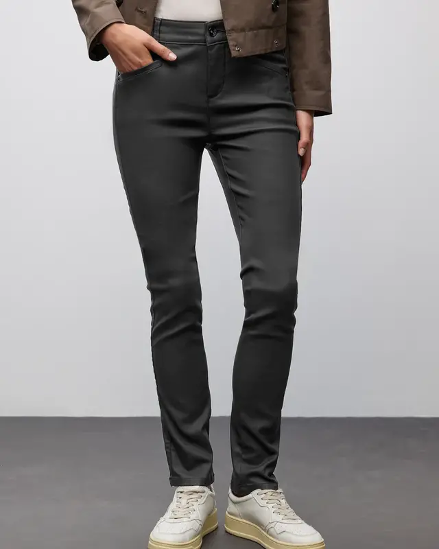 Street One Slim Fit Gecoate Broek York - Black