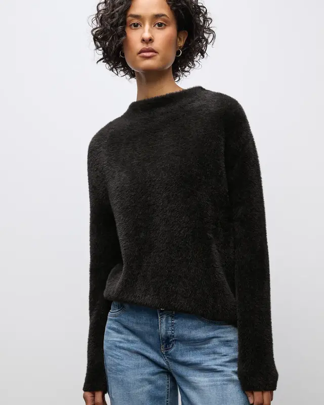 Street One Federgarn Pullover - Darkest Brown