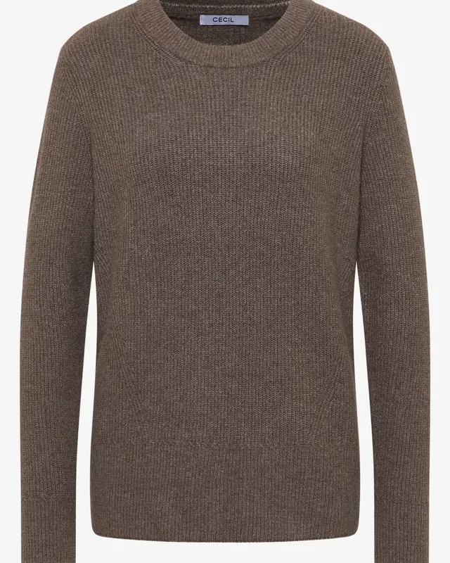 Cecil Pullover mit Strukturdetails - Mushroom Taupe Melange