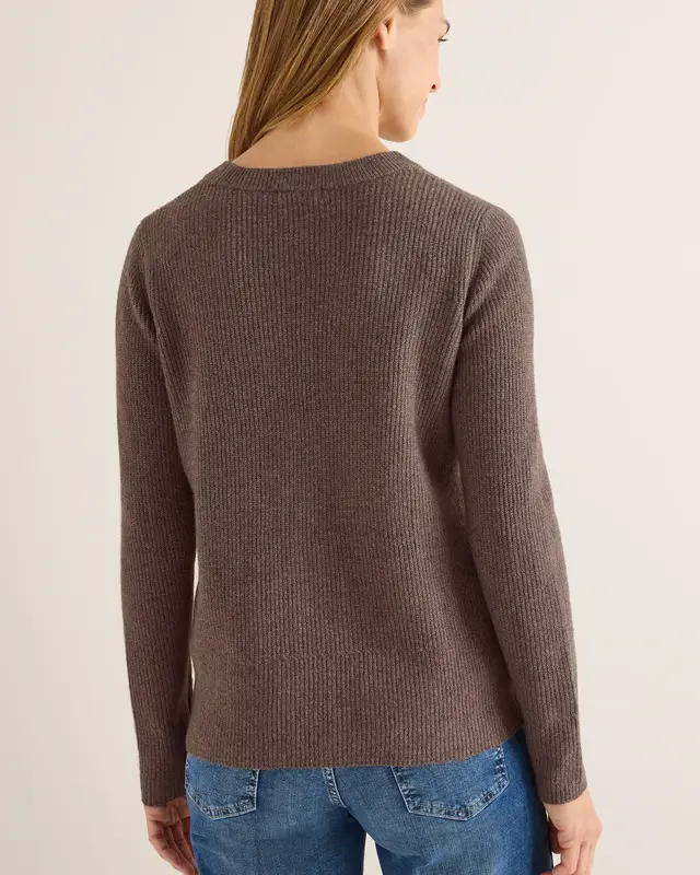 Cecil Pullover mit Strukturdetails - Mushroom Taupe Melange