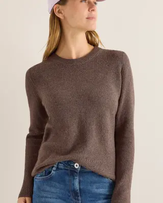 Cecil Trui met Structuurdetails - Mushroom Taupe Melange