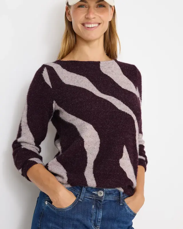 Cecil Printed Featheryarn Shirt - Eggplant Red