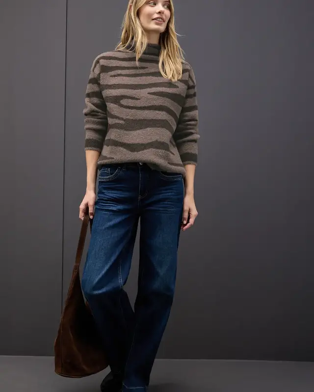 Street One Jacquard Sweater - Silk Brown