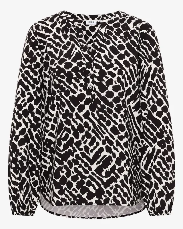 Cecil Gemusterte Bluse - Eggplant Red