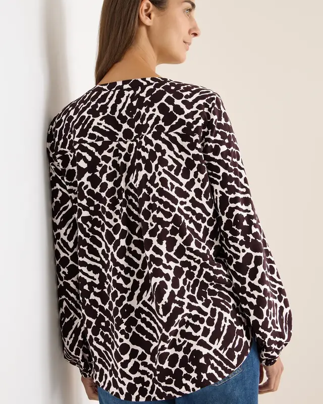 Cecil Print Blouse - Eggplant Red