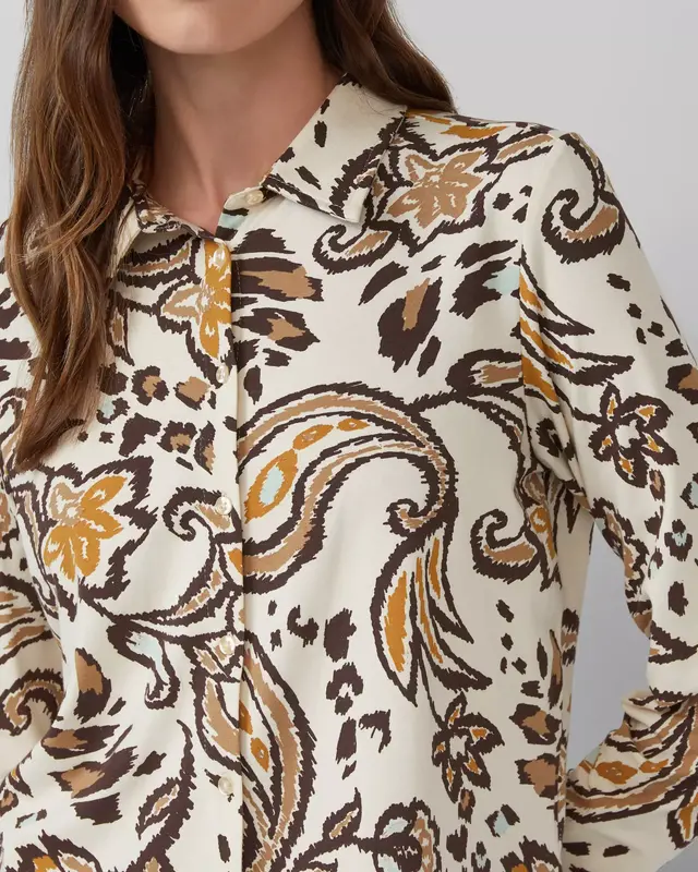 S. Oliver Jersey Hemdbluse - Off White