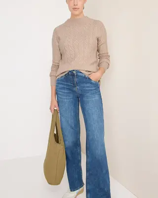 Cecil Pullover mit Zopfmuster - Sandalwood Beige Melange