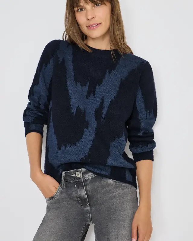 Cecil Printed Jumper - Urban Dark Blue