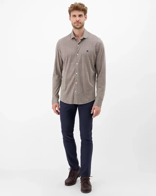 Lerros Jersey Overhemd Lange Mouwen - Light Coffee