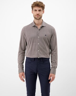 Lerros Jersey Langarm Hemd - Light Coffee