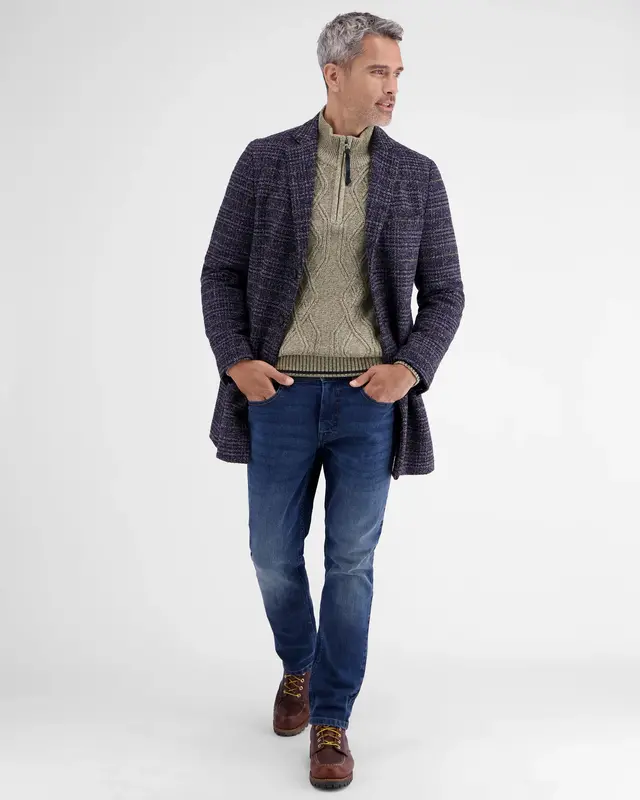 Lerros Gebreide Trui met Kabelpatroon - Tender Beige Melange