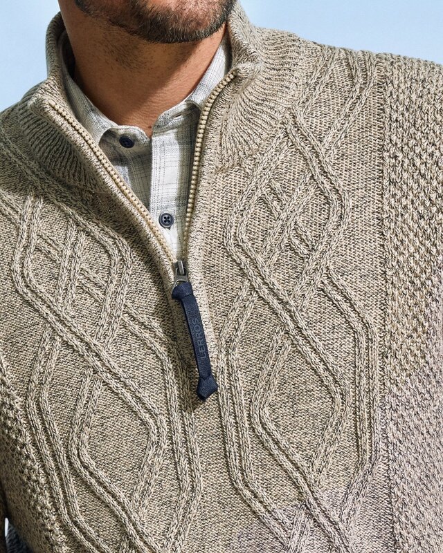 Lerros Gebreide Trui met Kabelpatroon - Tender Beige Melange