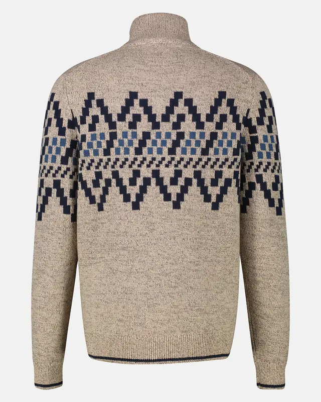 Lerros Pullover mit Norweger Muster - Tender Beige Melange