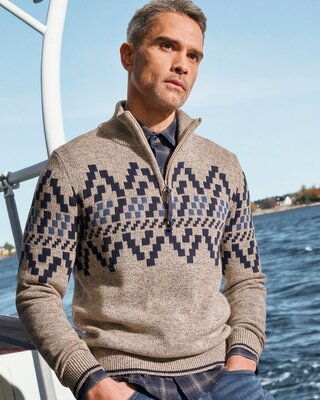 Lerros Trui met Noors Patroon - Tender Beige Melange